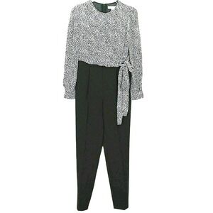 MICHAEL‎ Michael Kors Black Jumpsuit 2 Animal Print Top Long Sleeve Mob Wife
